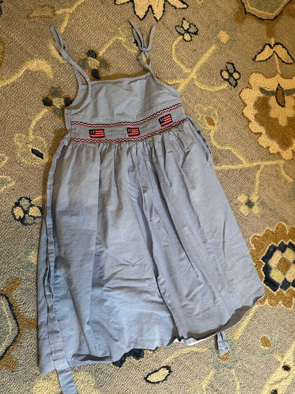FRIENDS light blue sundress with red embroidered band